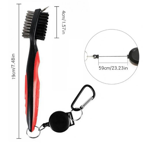 2-in-1 Golf Cleaning Brush with Groove Cleaner - Portable Clip-On Tool