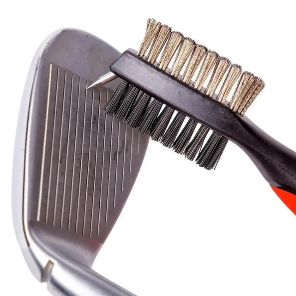 2-in-1 Golf Cleaning Brush with Groove Cleaner - Portable Clip-On Tool