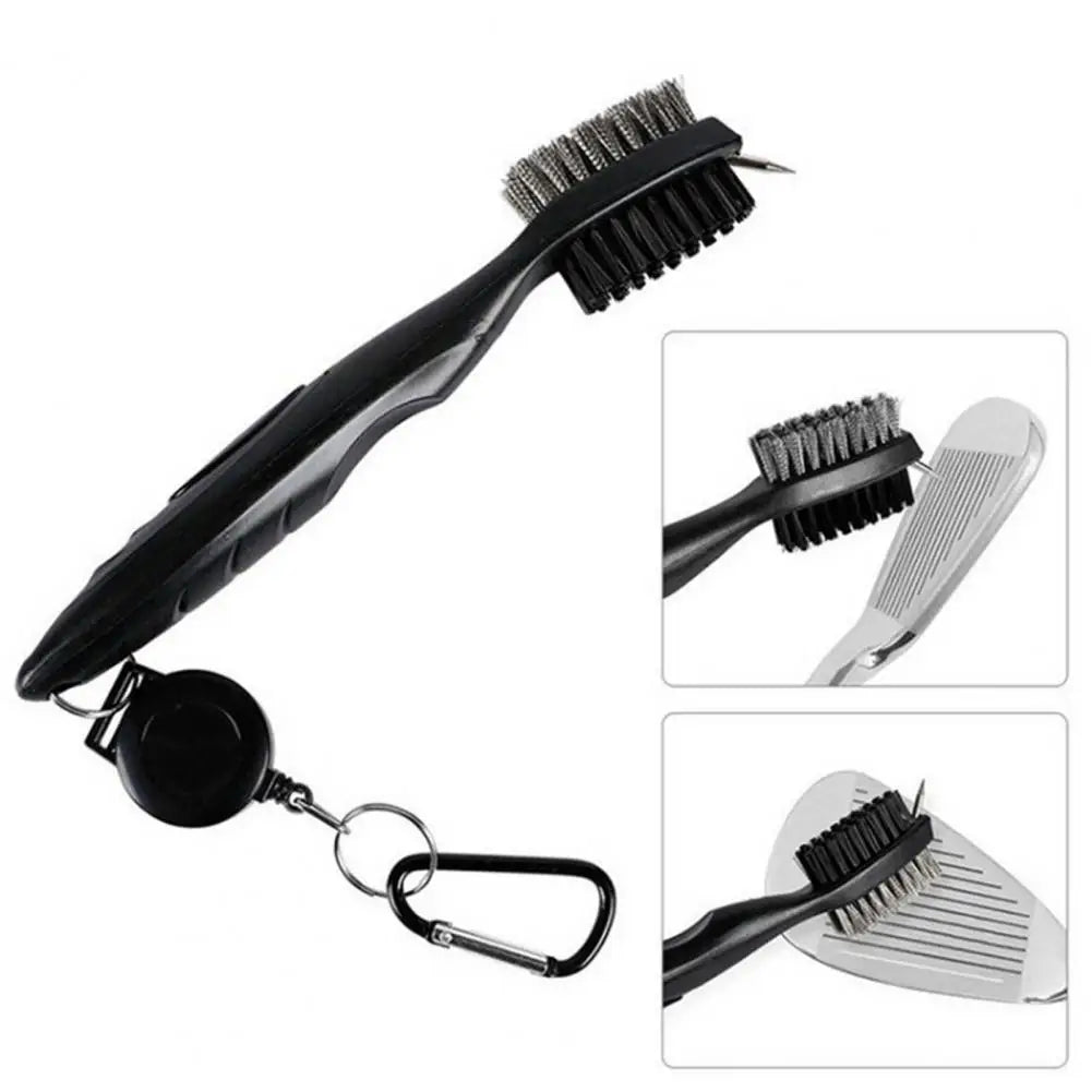 2-in-1 Golf Cleaning Brush with Groove Cleaner - Portable Clip-On Tool