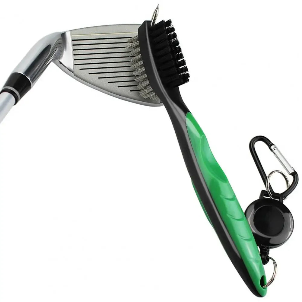 2-in-1 Golf Cleaning Brush with Groove Cleaner - Portable Clip-On Tool