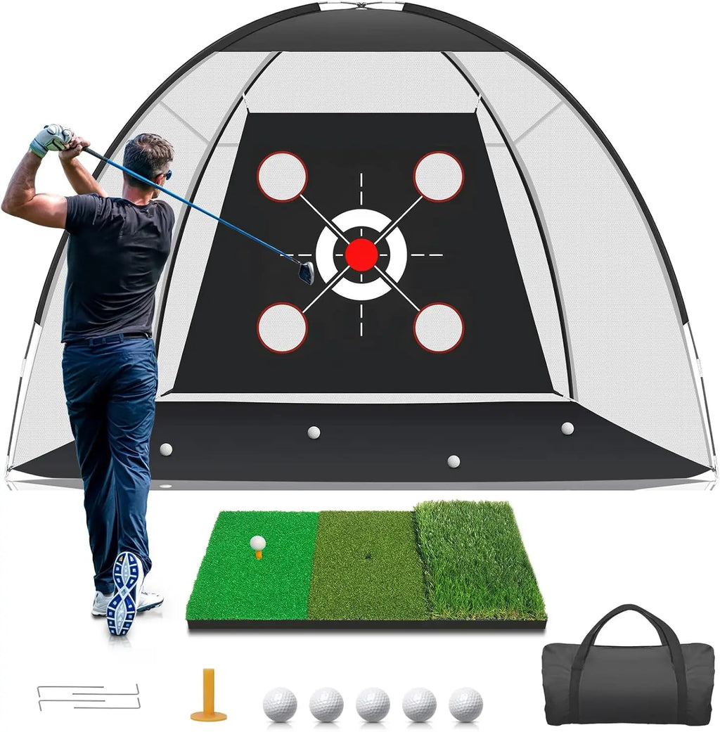 10x7ft Golf Practice Net with Mat & Target Balls - Backyard Training System
