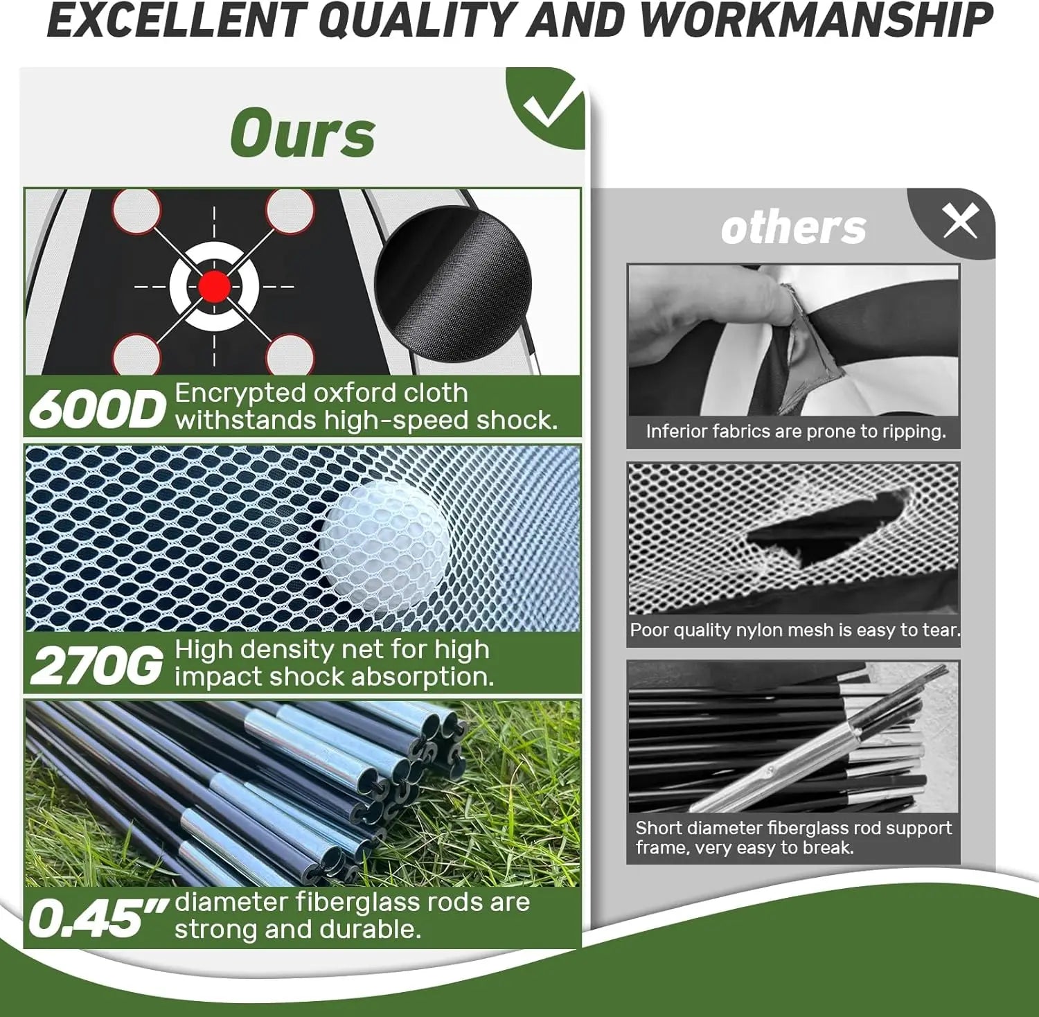 10x7ft Golf Practice Net with Mat & Target Balls - Backyard Training System