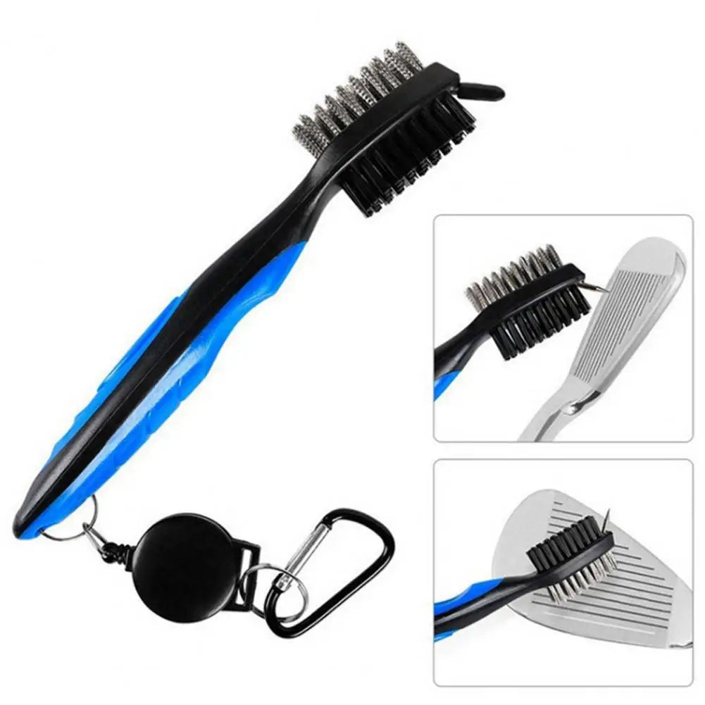 2-in-1 Golf Cleaning Brush with Groove Cleaner - Portable Clip-On Tool