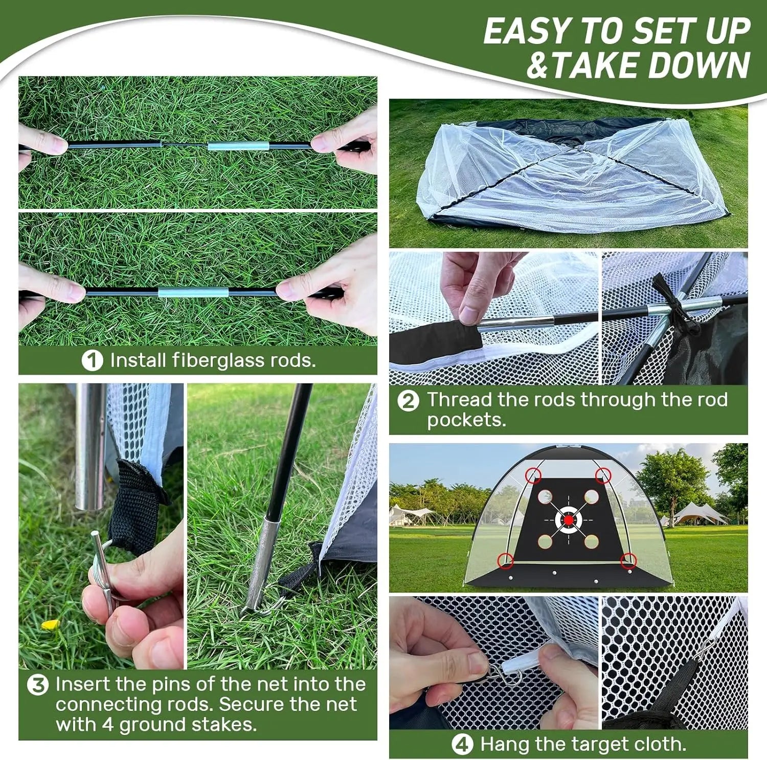 10x7ft Golf Practice Net with Mat & Target Balls - Backyard Training System